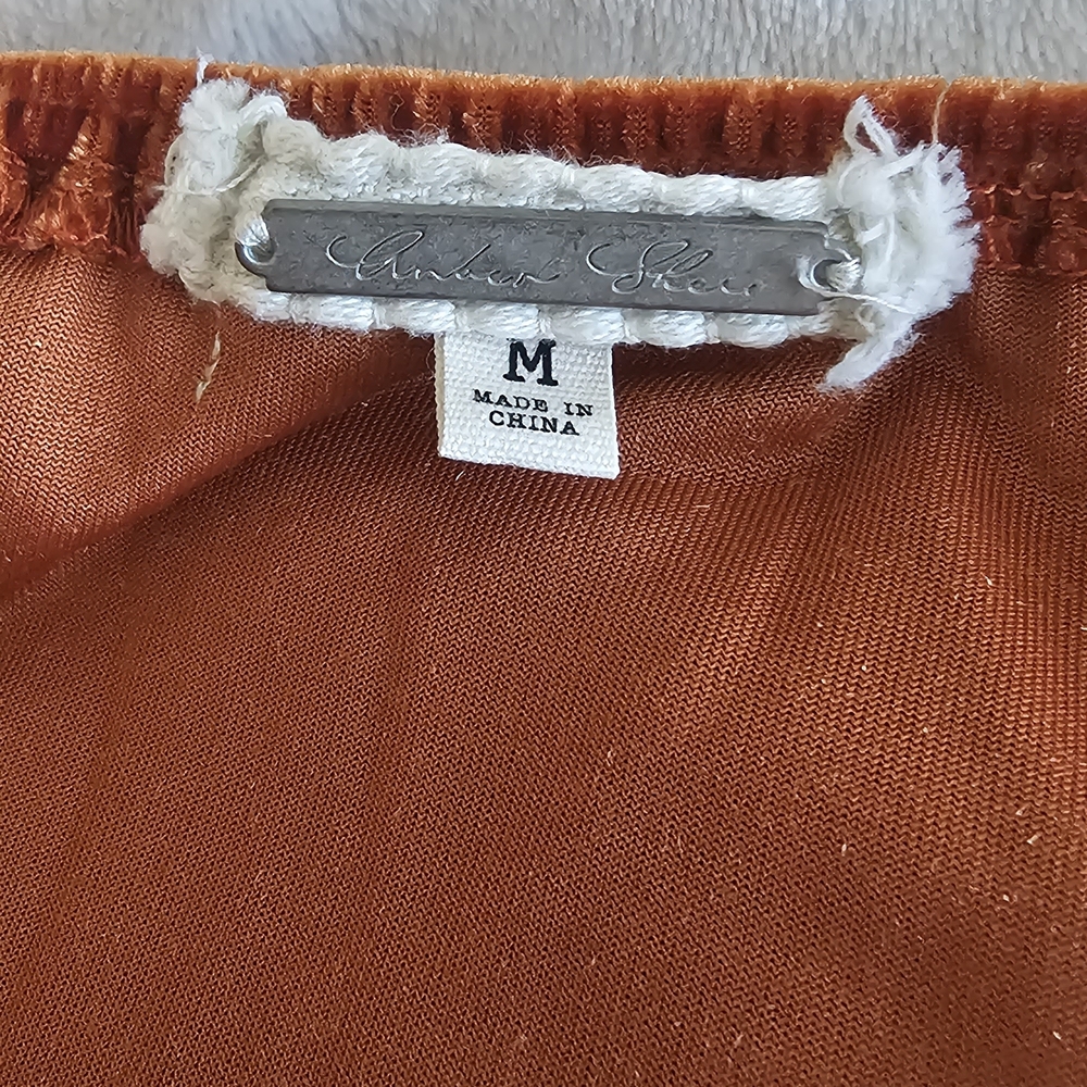 Rust Velvet Ruched Long Sleeve Top - Picture 6 of 6